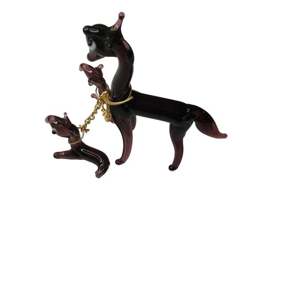 Vintage Glass Deer Family Figurine Set With Chain - Picture 4 of 8